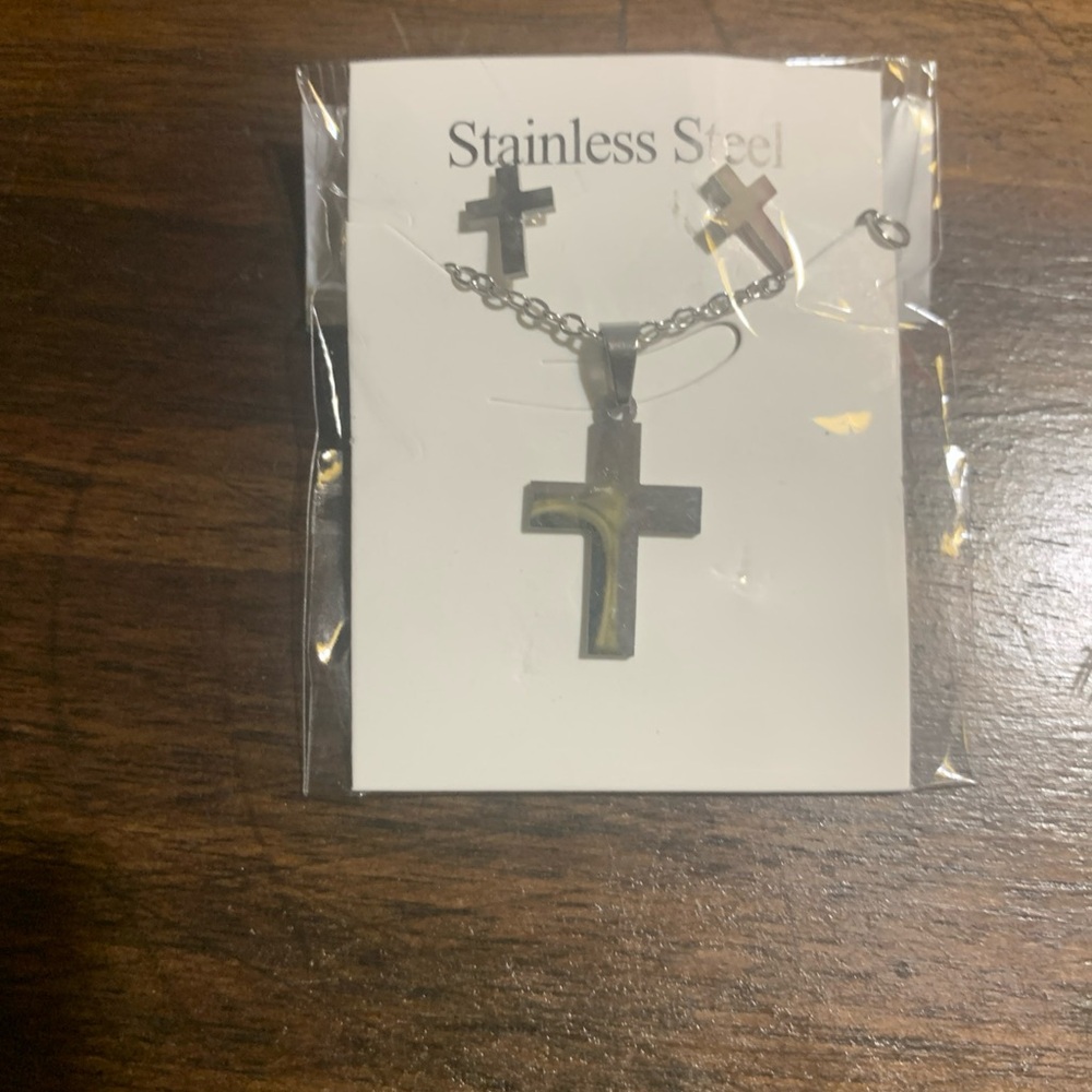 Stainless Steel Cross Necklace Set
